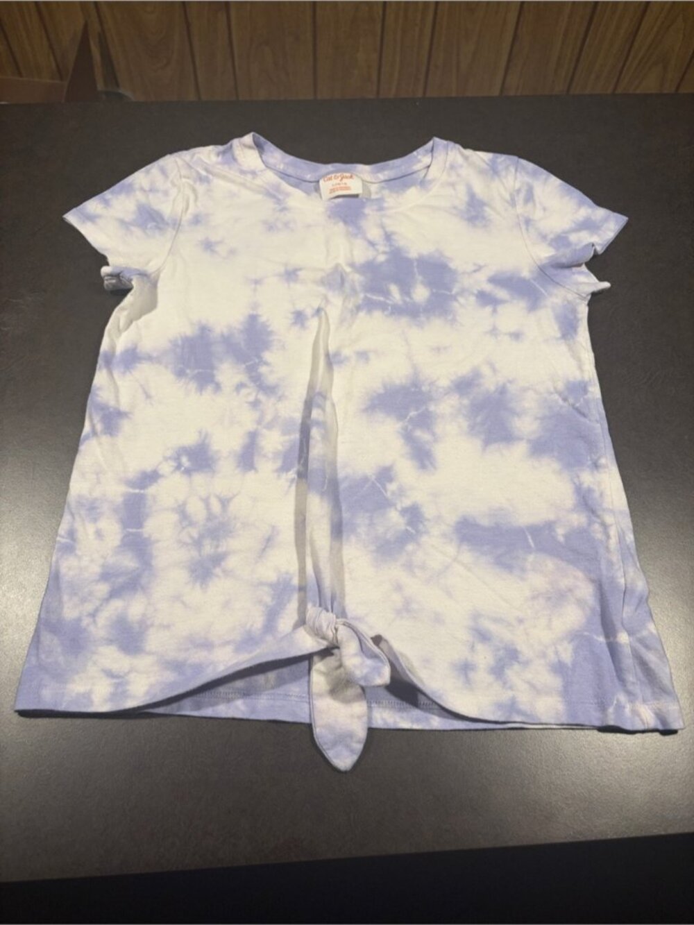 Cat & Jack Lavender & White Tie-Dye Knot Front Tee